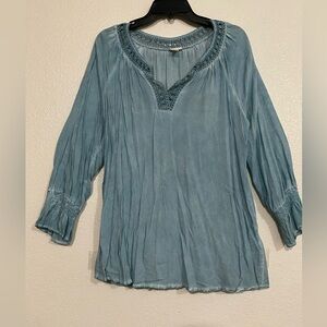 Spense Teal Bohemian Blouse Size L
